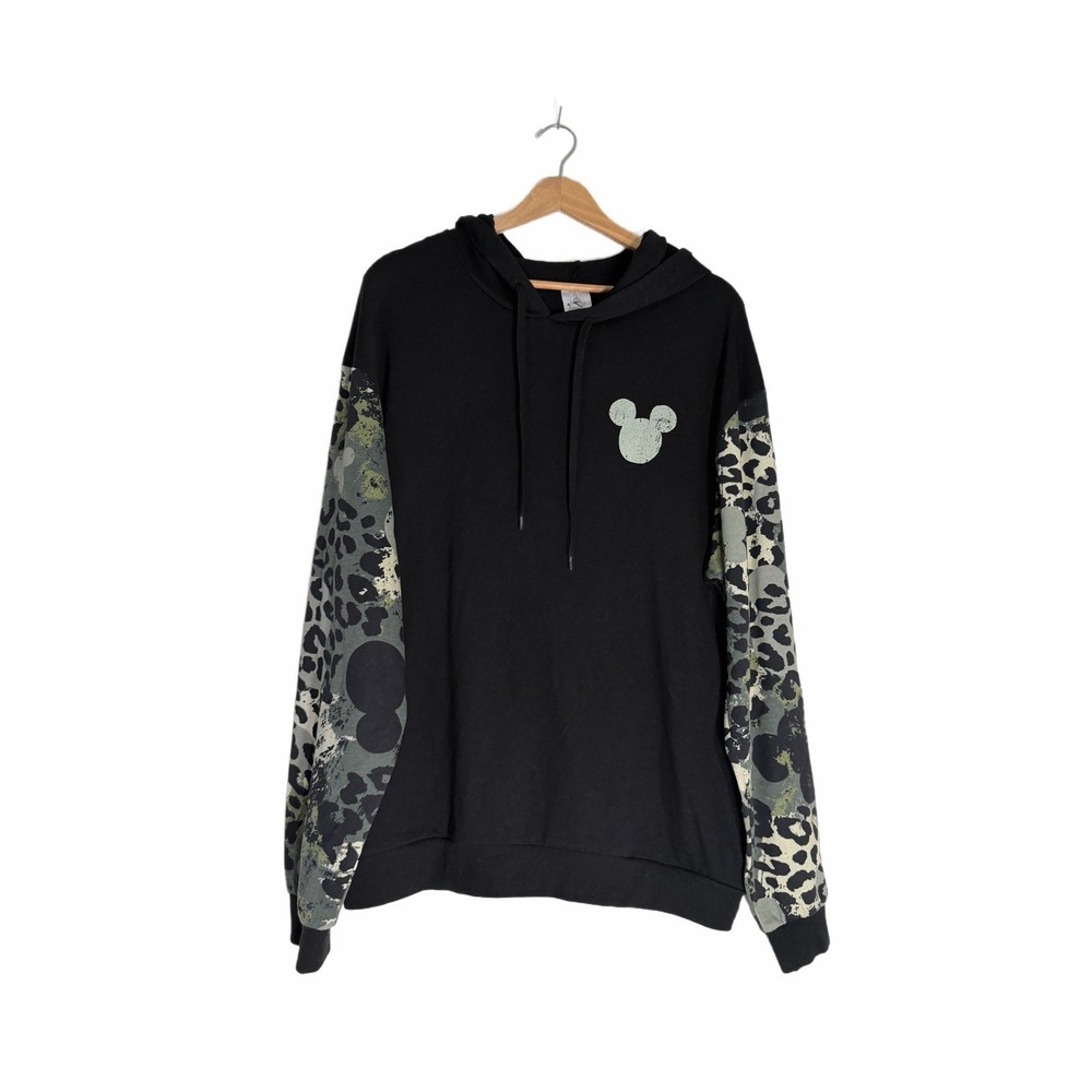 Disney Animal Kingdom Hoodie Black Leopard Snakeskin Animal Mickey Print Size M